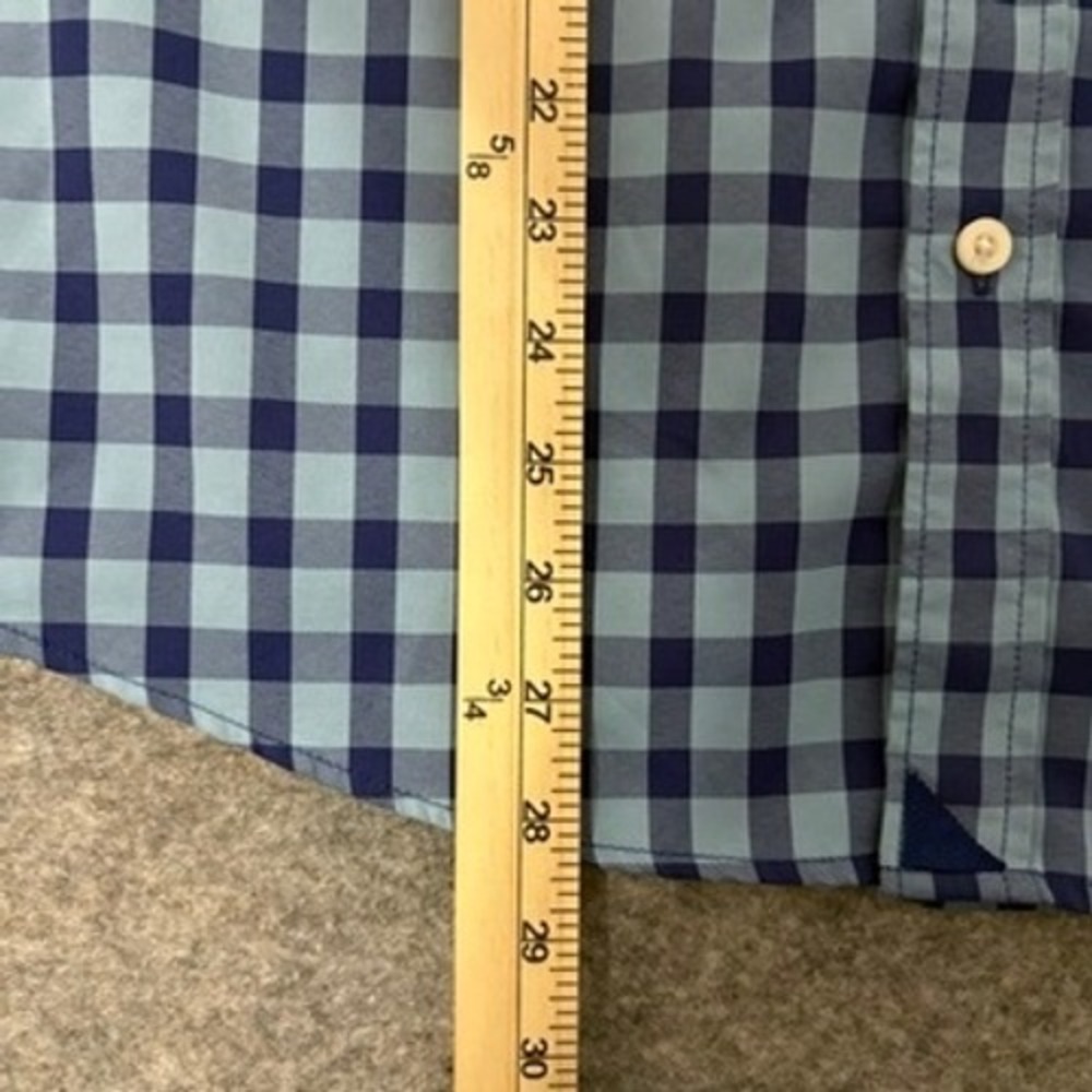 UNTUCKit Patton Blue Gingham Short Sleeve Button Down Shirt Slim Fit Large - Picture 7 of 8